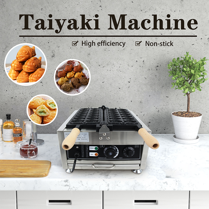 Taiyaki Machine 14pcs/plate Electric LPG Type Fish Waffle Maker for Mini Taiyaki