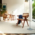Living Room Nordic Dining Chair 51*56*80CM Woven Rattan Solid Wood