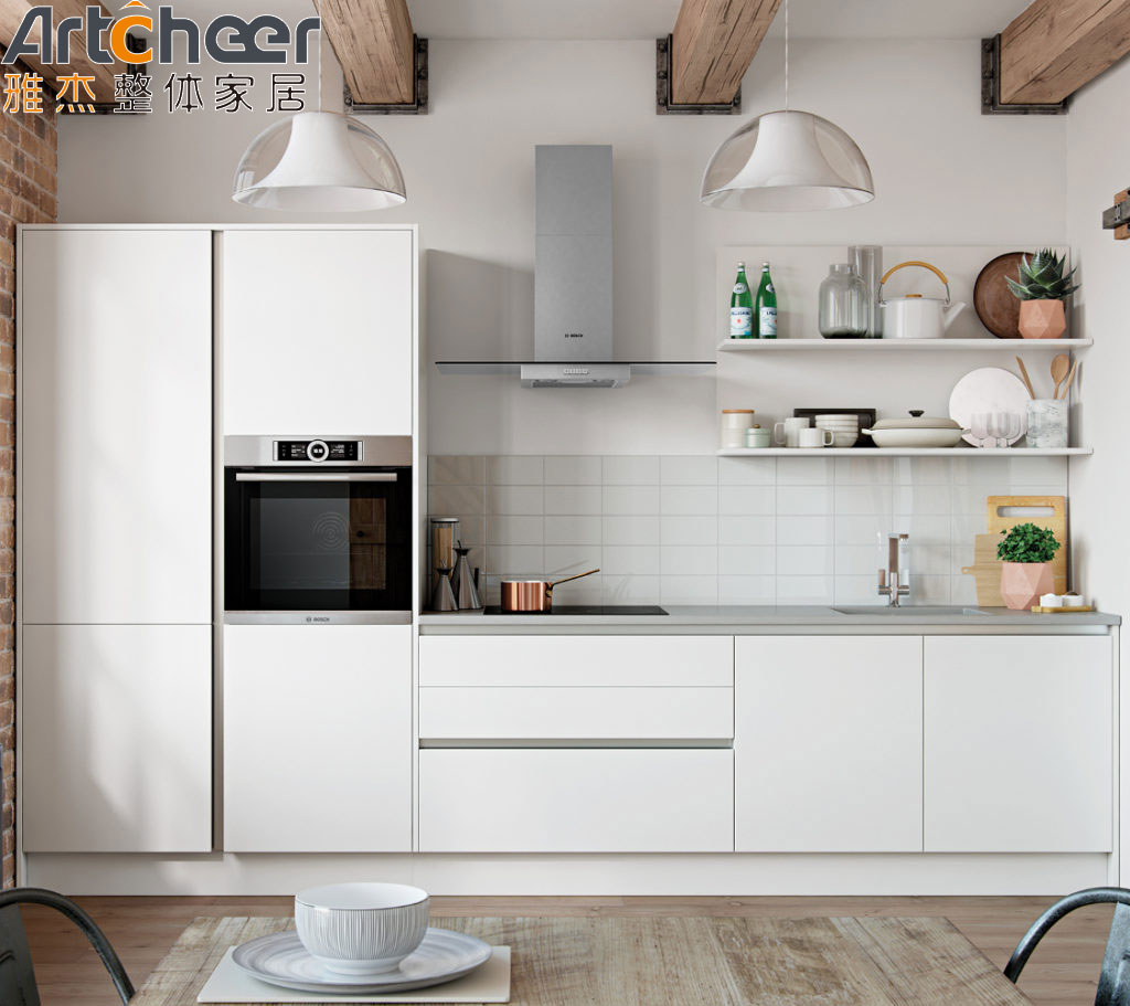 Lacquer Or Finish Modern Custom Kitchen Cabinets Scandinavian Design PVC Membrane Door Panel