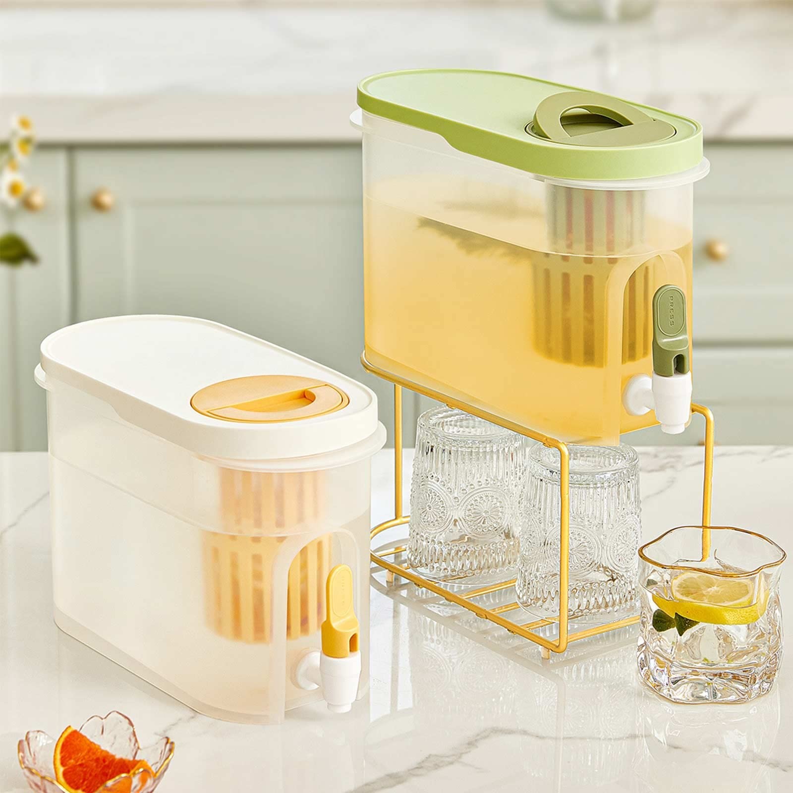 3.9L Cold Kettle with Faucet Large Capacity Double Filtration Space Save Drink Dispenser Water Jug Cold Water Pitcher