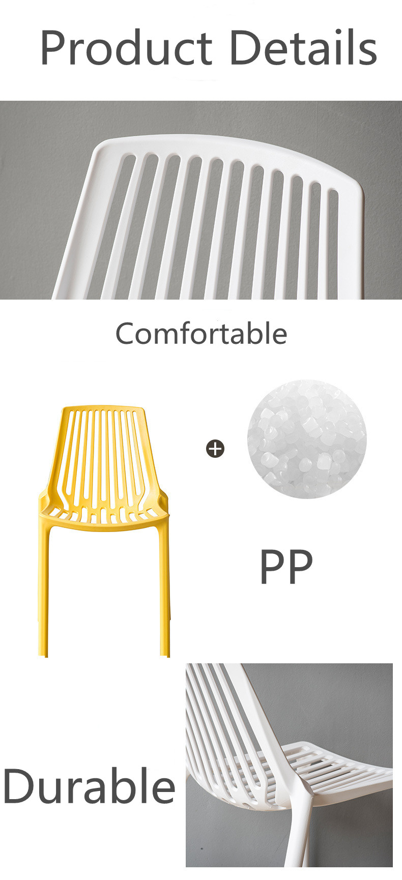 Plastic Garden Furnitures Simple White Leisure Outdoor Dining Chairs UK-GD022