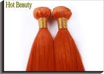 Orange Virgin Human Hair Extensions 12 Inch Double Stitch Weft Single Drawn