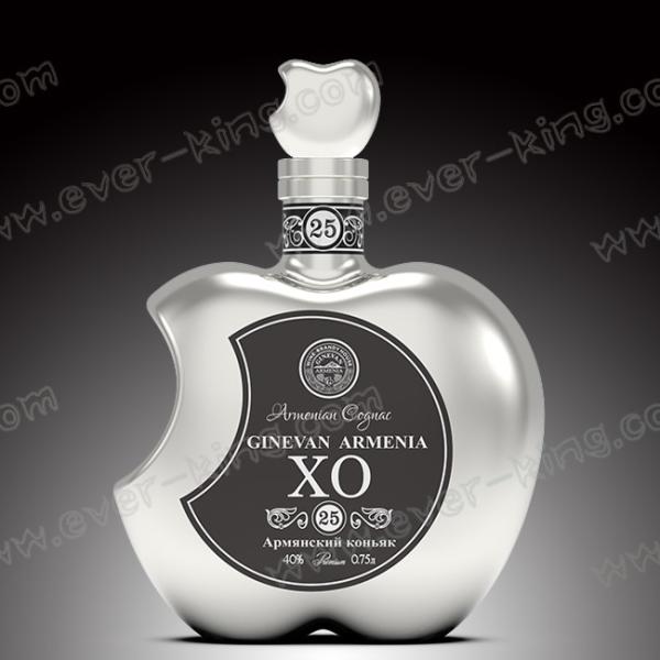 Bowling Shaped 750ml Clear Flint Glass Bottles For Brandy