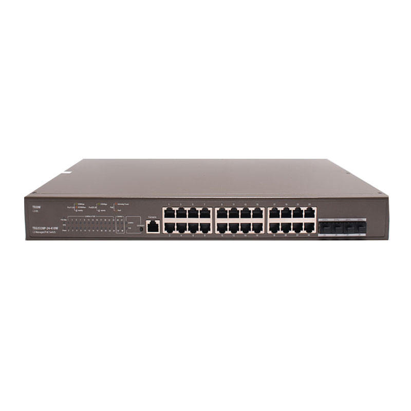 Customized TEG5328P-24-410W L3 Managed POE Switch 370W Power and 802.1Q VLAN for 24*10/100/1000 Base-T Ethernet Ports