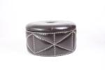 leather round household wood shoe box storage ottoman stool with crystal