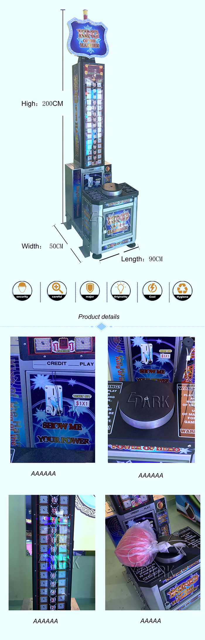 Boxing Ticket Redemption Game Machine , Coin Operated King Hit Hammer