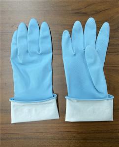 China M 45g Blue Color 300mm Flock Lined Latex Gloves For Kitchen wholesale