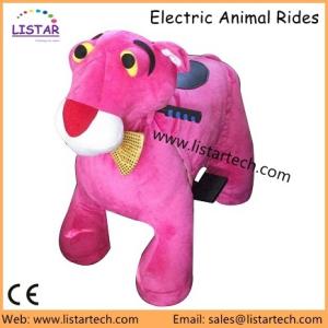 China Plush Coin Operated Animal Ride Pink Panther, Stuffed Animal Riding Car in Amusement Park wholesale