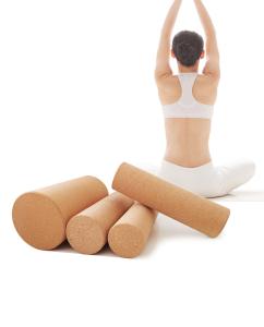 China High Density FSC Natural Cork Yoga Pillar Roller D100*300mm Fine Grain Muscle Relief wholesale