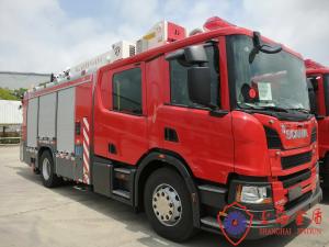 China Double Cabin 6 Seats Aerial Work Platform Truck with Four Section Telescopic Boom wholesale