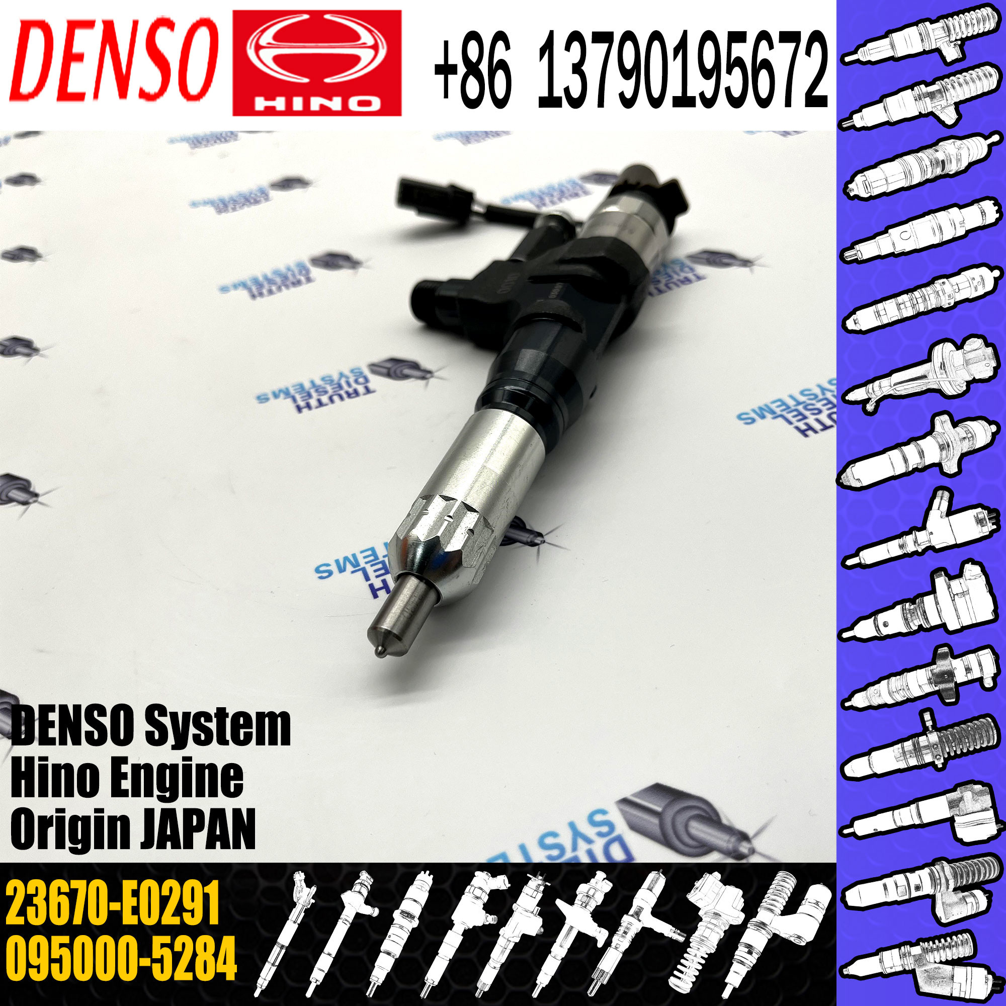 095000-5280 Denso Hilux Injectors 23670-E0291 095000-5284 HINO J08E