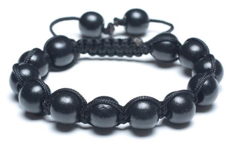 Adjustable Shamballa Bracelet, Ebony Rounds