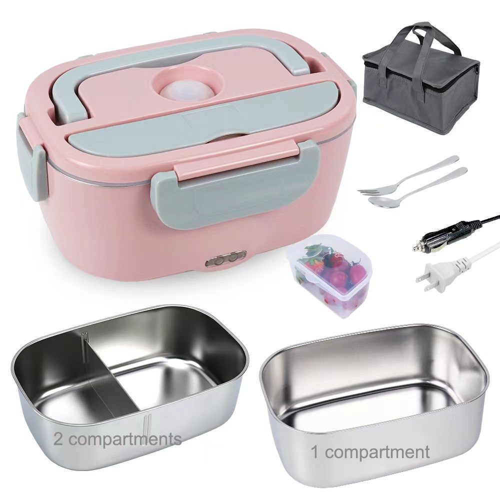 220V 1.5L Heated Electric Food Lunch Box 304 Stainless Steel Dish Washer Safe