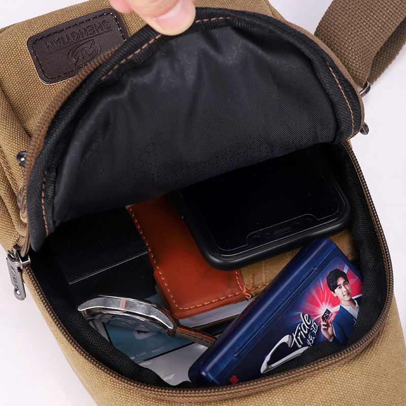 Men Sling Crossbody Bag Sports Chest Picnic Canvas Messenger Bag