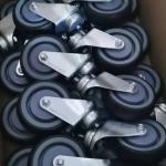 Threaded Stem Swivel Shopping Cart Casters 100x32mm Soft TPR Wheels