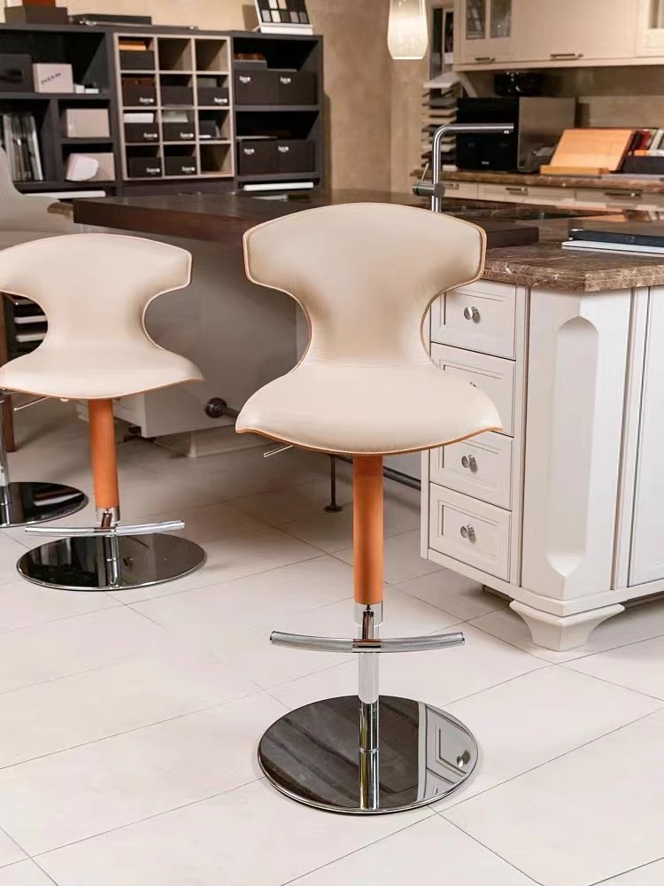 Adjustable Stylish Bar Stools Modern White Minimalist SS Base For Casual Entertainment Area