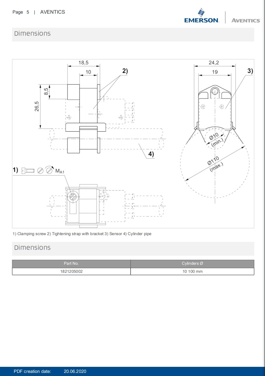 AVENTICS Series CP1 Pneumatic Proximity Sensor Aluminum To Mount On Cylinder