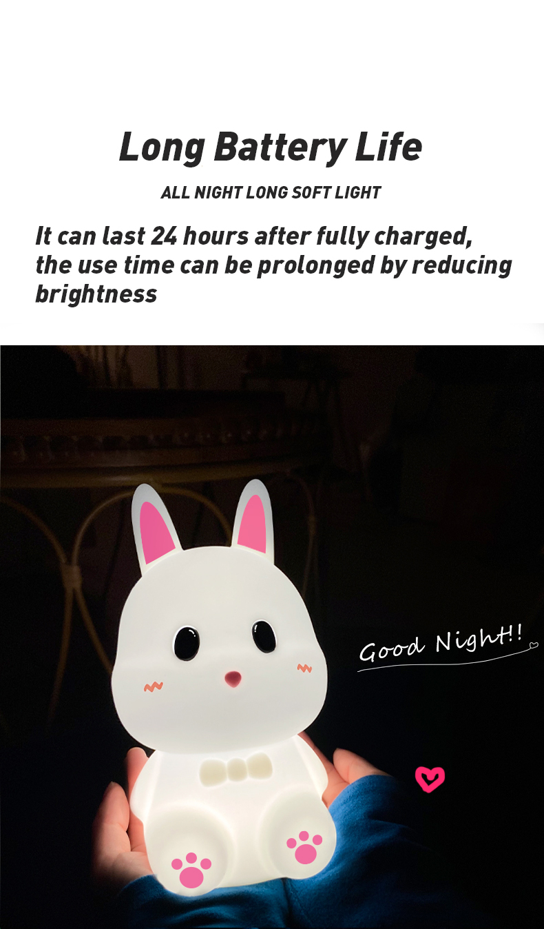 MYID Pat Color Changing Rabbit Silicone Lamp Baby Night Light for in Baby Room Party Gift