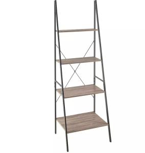 China 4 Tier Metal And Wood Book Shelves Wooden Ladder Bookshelf Storage Rack wholesale