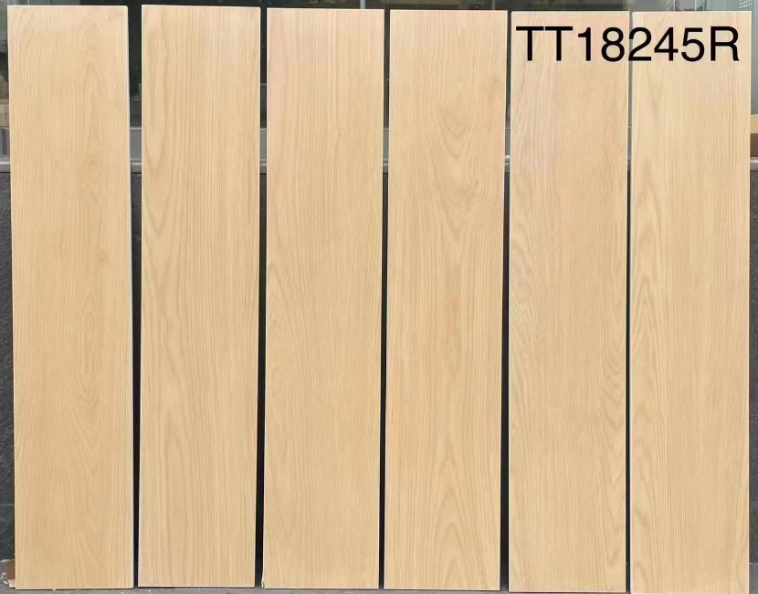 8x40'inch Gray Interior Wall Outside Floor Wooden Ceramic Tiles for Project Balcony Foyer Soft Glazed Porcelain Strip