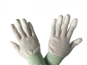 China Palm PVC Dotted Type Anti Static Hand Gloves PU Top Coated Striped Nylon wholesale