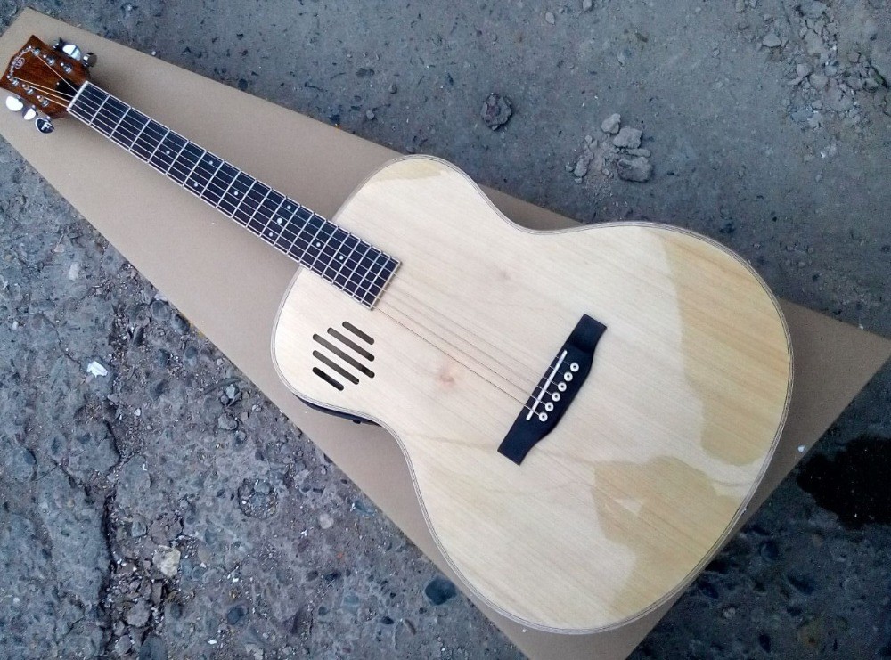 AAAA all Solid ash wood OM side hole body guitar 14 frets imported wood custom solid acoustic electric guitar