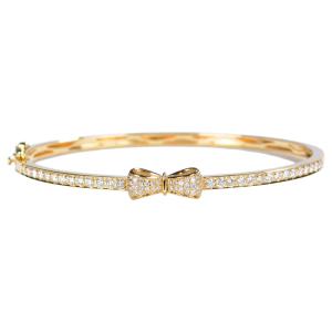 China Senior Presence 18K Gold Diamond Bowknot Bangle 0.96ct Customized Design wholesale