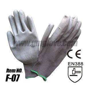 China Gray PU Anti-static Gloves ,Nylon Knit on sale