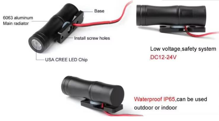 1 way Led wall Light Garden Led Lighting 3W landscape Led Light DC12-24V Low voltage IP67 Waterproof LED Garden Light Outdoor Lighting
