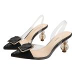 6111-5 European And American Sexy Pointed Toe Square Buckle High Heels, One Word