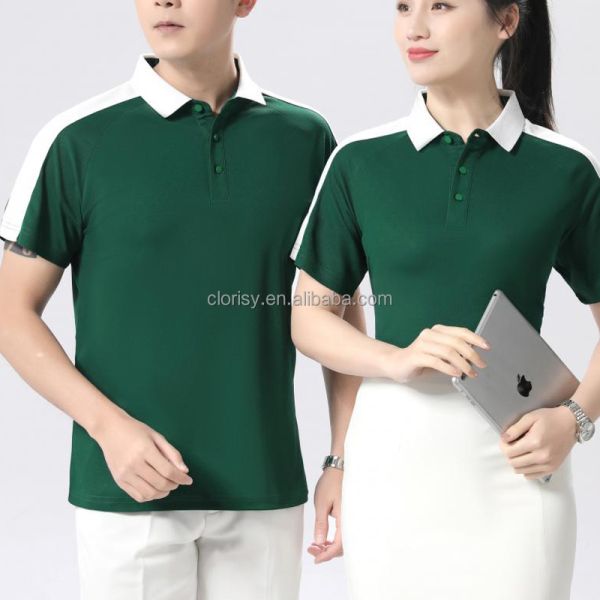Custom Logo Solid T-Shirt XL Size Short-Sleeved for Polo for Work 100% Polyester Plain Dyed Knitted Corporate Cultural Clothing