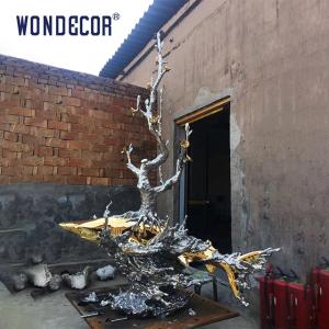 China Metal Art Casting Stainless Steel Sculpture Wave Shark Tree wholesale