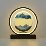 Round Glass 3D Deep Sea Sandscape in Motion Display Wooden Flowing Sand Frame