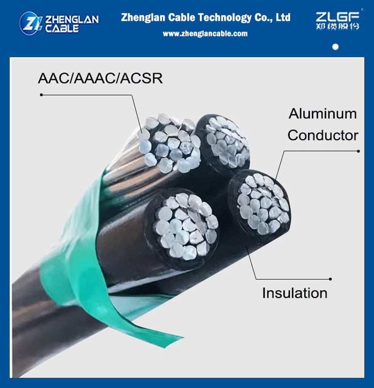 0.6/1kV Cable Autoportante Tipo Caai 2x50+1x16+Na35mm2 aluminio XLPE aislado Cable ABC de servicio Drop