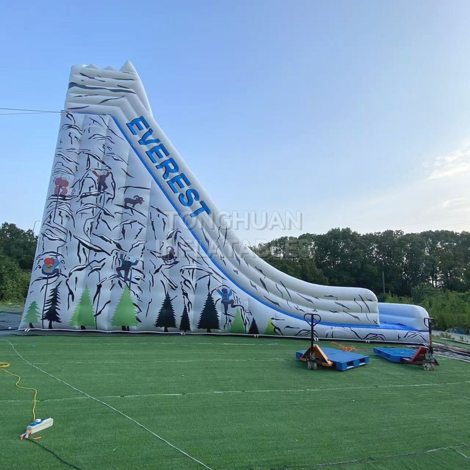 Commercial Giant Everest Theme Inflatable Slide with Extended Landing Area Climbing Ladder and Safety Net for Parks Events and Rental Business