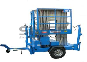 China Aluminium Alloy Hydraulic Work Platform , 10m Dual Mast Trailer Mounted Boom Lift wholesale