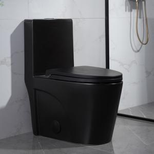 China Floor Mounted Commode One Piece Bathroom Toilet Ceramic Matte Black wholesale