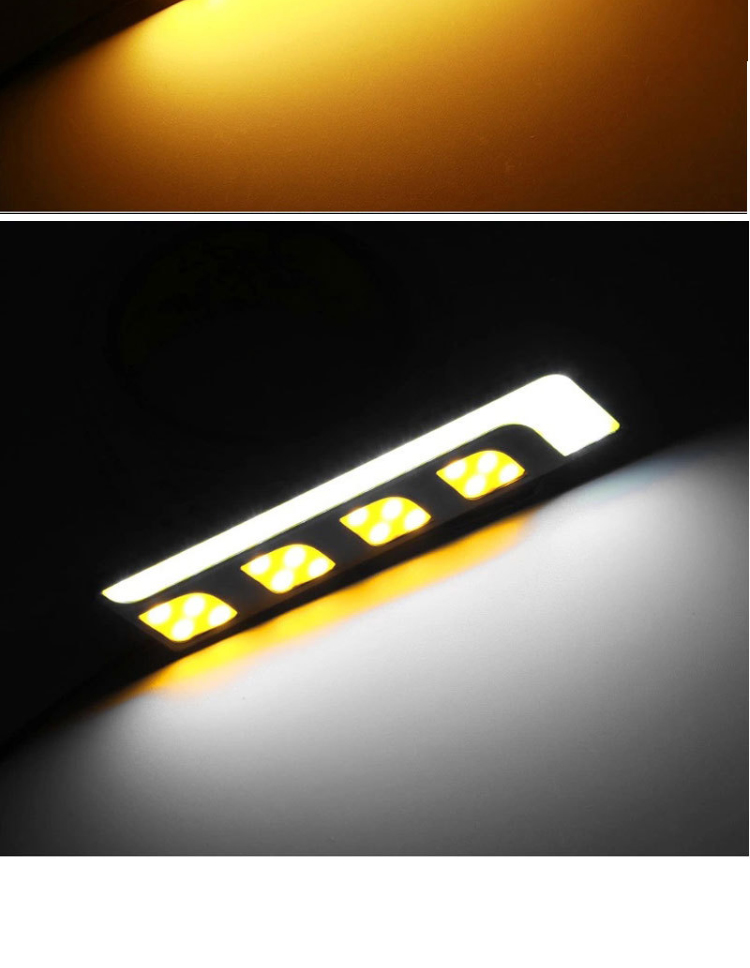 Two Color BMW Led Daytime Running Lights Aluminium Emergency Warning Strip Lamp Cob