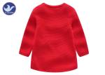 Plain Color Girls Knitted Dress Crew Neck Long Sleeves With Fake Pockets