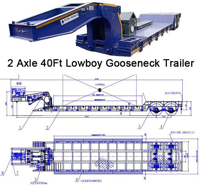 TITAN 40Ft Lowboy Gooseneck Trailer for Sale Near Me