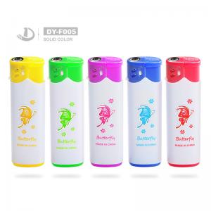 China Customized White Color Windproof Electric Plastic Gas Lighter with Butterfly Design on sale