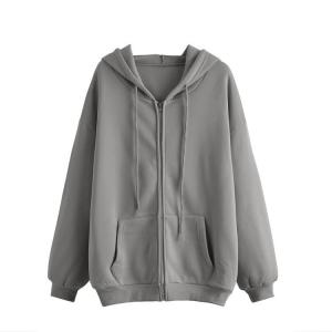 China                  Over Sized Casual Bulk Hoodies for Women Drawstring Clothes Custom Logo Women&prime;s Zip up Hoodies              wholesale