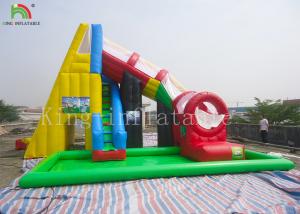 China Protecting Net Red Color Inflatable Pool Water Slide For Backyard EN14960 EN71 on sale