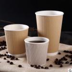 Recyclable Browm Kraft Double Wall Ripple Coffee Cup 8 Ounces For Hospital