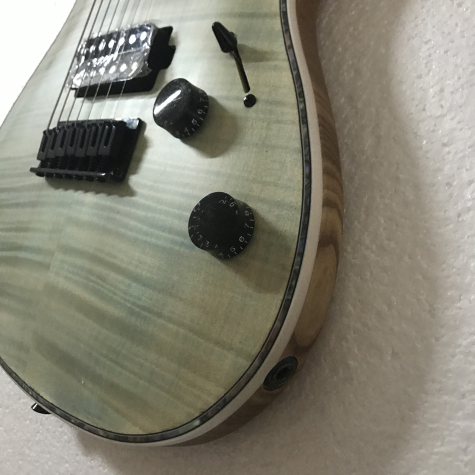 High-quality 7 string electric guitar, burst color Quilte Maple electric guitar, Abalone binding top, free shipping