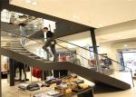 Commercial Stainless Steel Staircase With Tempered Glass Railing PRC-20