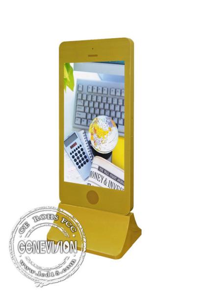 Golden 43 Inch Iphone Style Touch Screen Kiosk Totem Networkd Display Managing