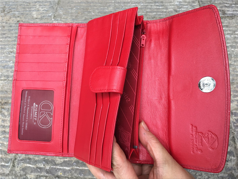Authentic Stingray Skin Female Long Trifold Wallet Coin Case Genuine Leather Women Large Red Clutch Purse Lady Money Bag