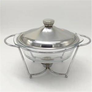 China Transparent Alcohol Furnace Round Chafing Dish With Glass Lid wholesale