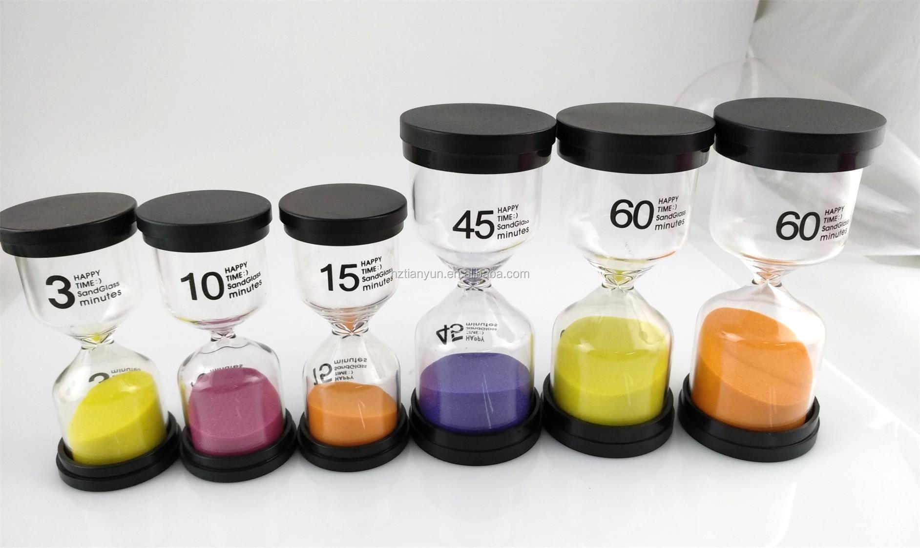 Black Cover Hour Glass Egg Timer 1 Minute - 24 Hours Sand Clock Hourglass